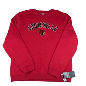 Captivating Mens Red Louisville Cardinals Crewneck Sweatshirt L NWT